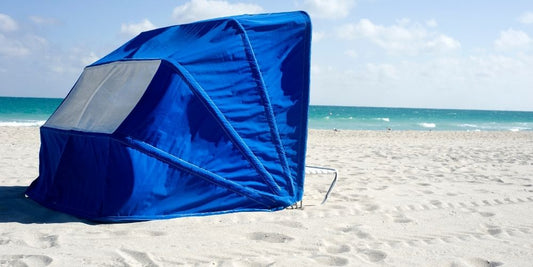 tente de plage bleu